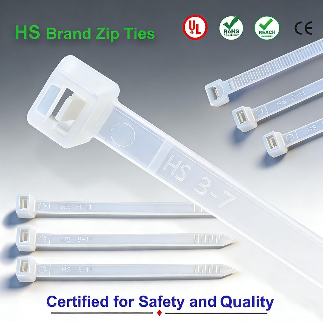Long Zip Ties 12 Inch Clear 0.19" Nylon Cable Ties Heavy Duty 50 Lbs Strength Strong for Privacy Fence Outdoor,Electrical Plastic Tie Straps Weather Resistant 100 Pcs White